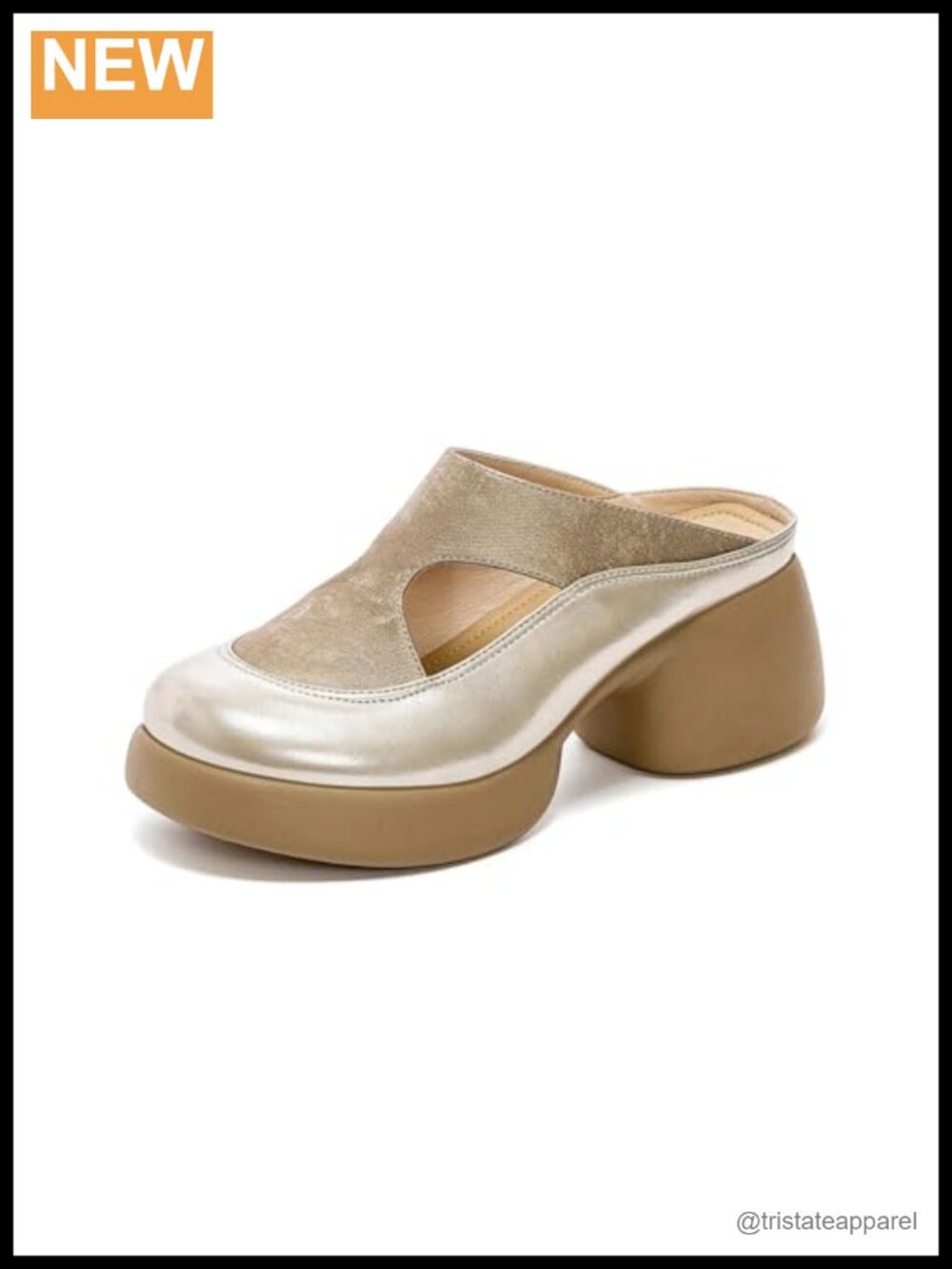 Faux Leather Platform Mules Closed Round Toe Slip-On Chunky Heel Slingback Pumps